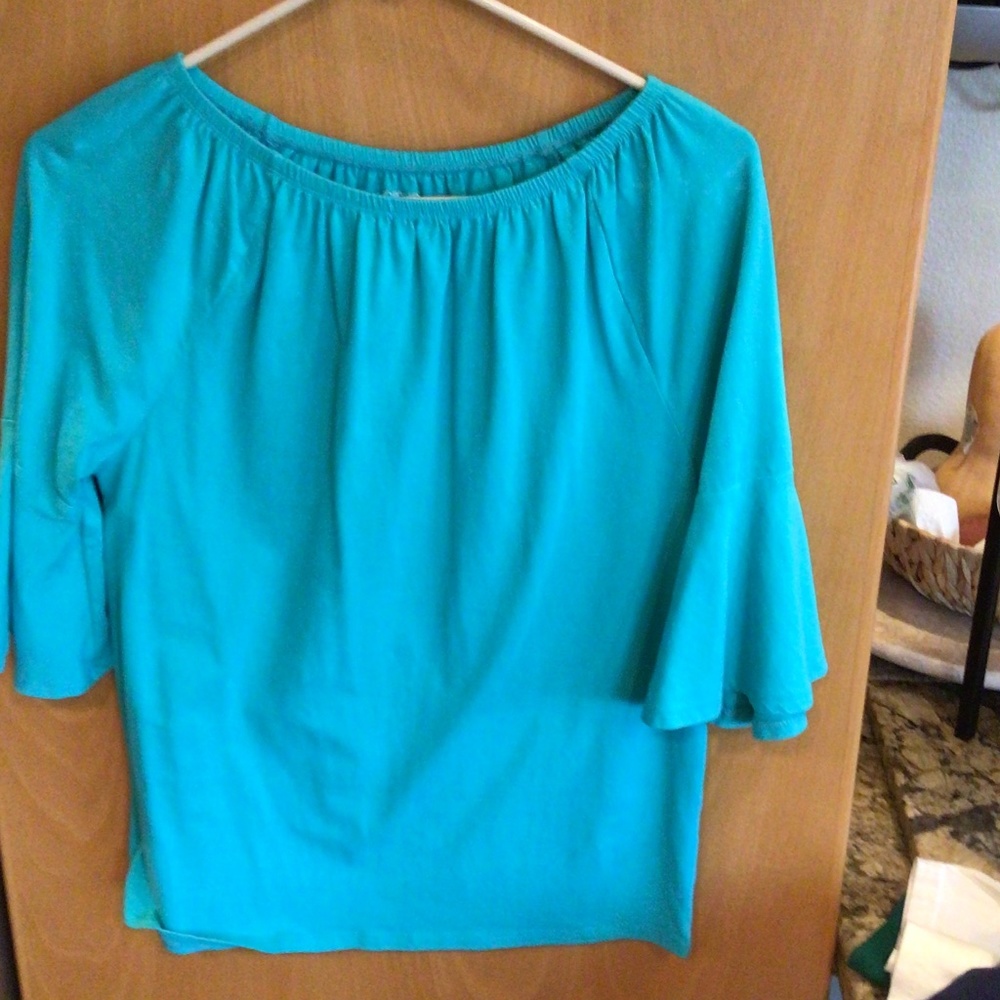 Workshop 3/4 flared sleeve top size s